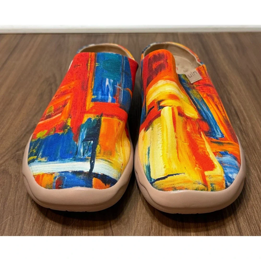 UIN Color Zone Mens Abstract Oil Painting Print Slipper Mules Clogs Sz 11